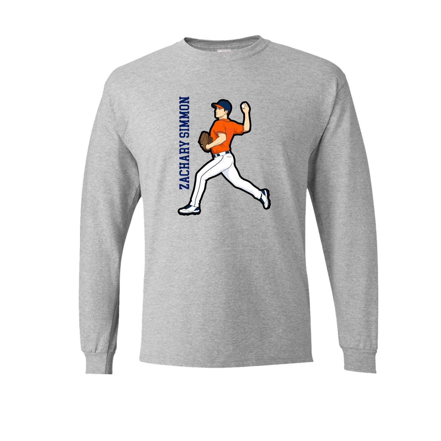 Long Sleeve Tee — Name Vertical in Grey