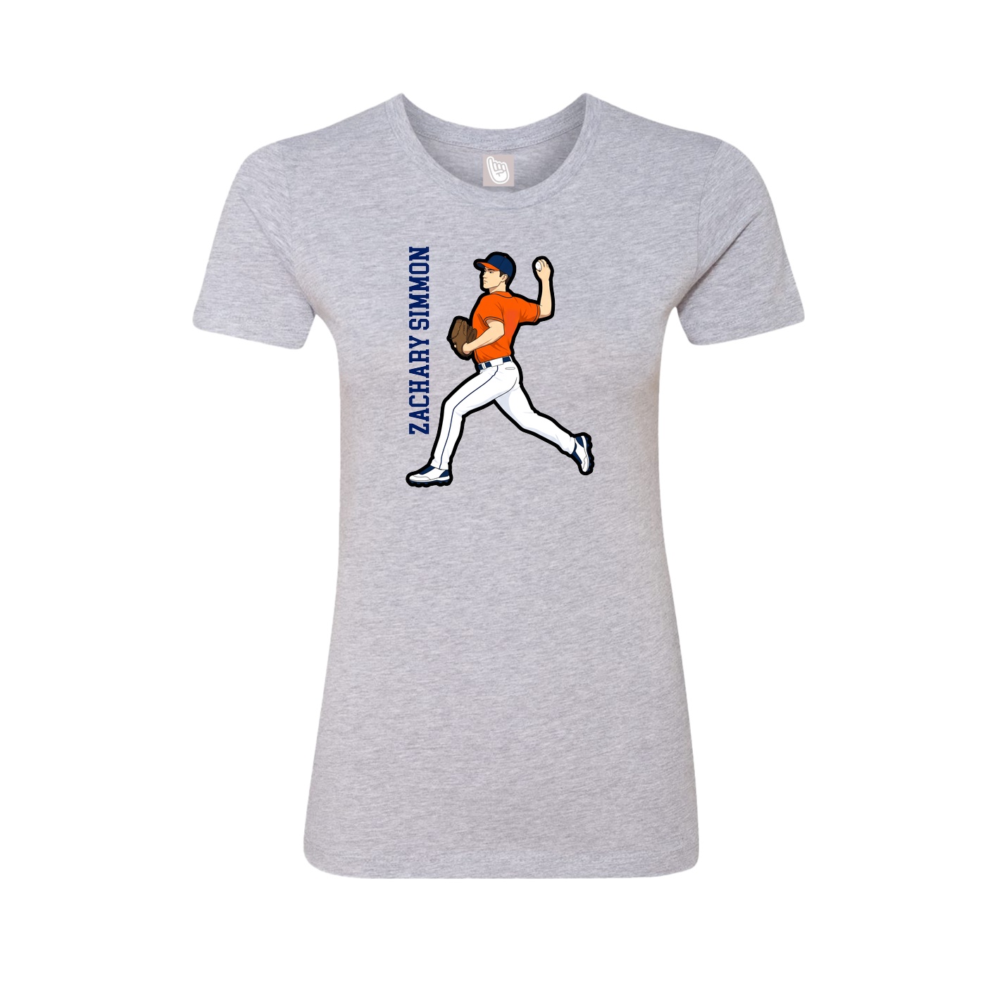 Fitted Women's Tee — Name Vertical in Grey