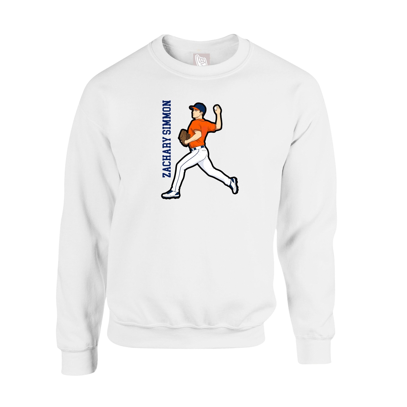 Fleece Crew — Name Vertical in White