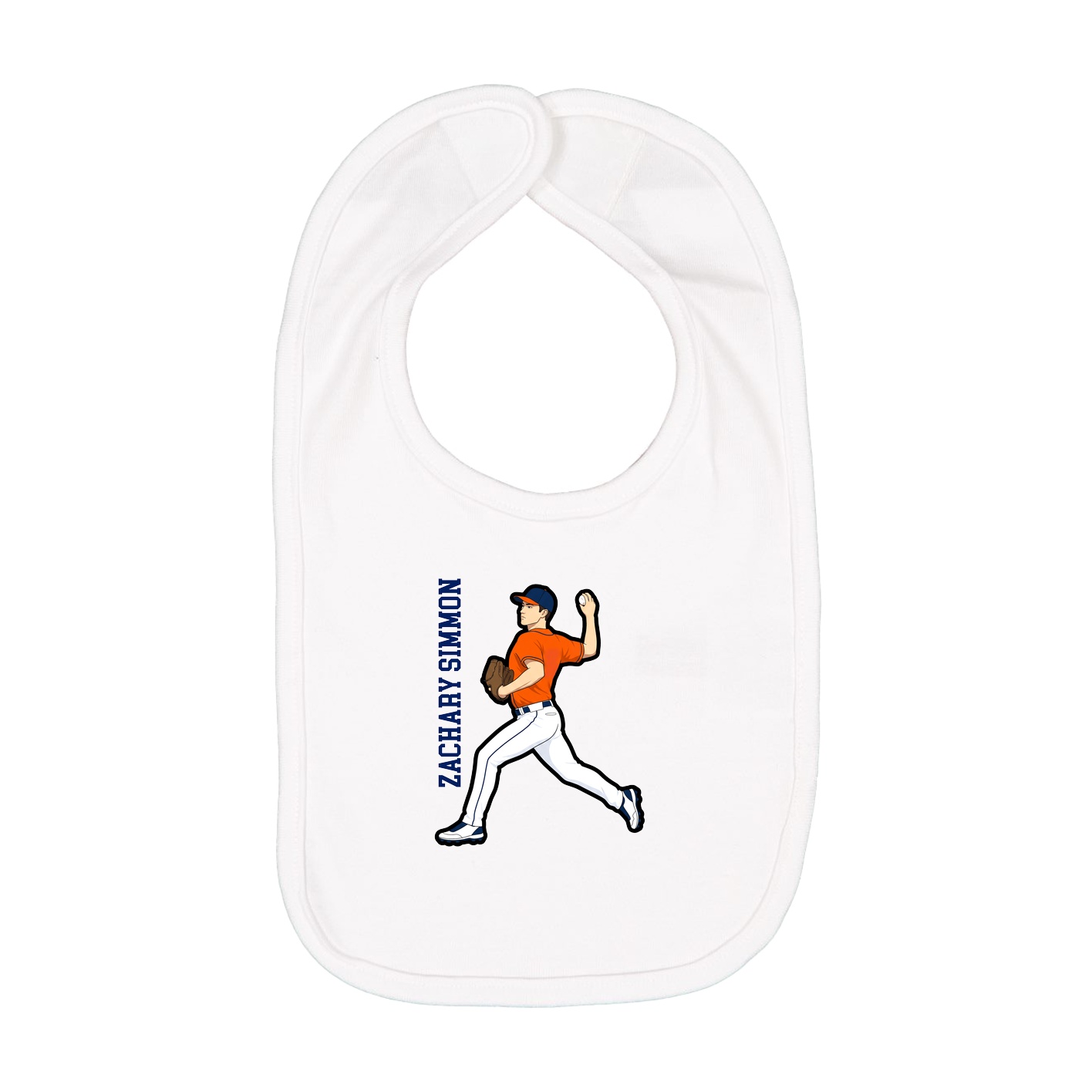 Infant Bib — Name Vertical in White