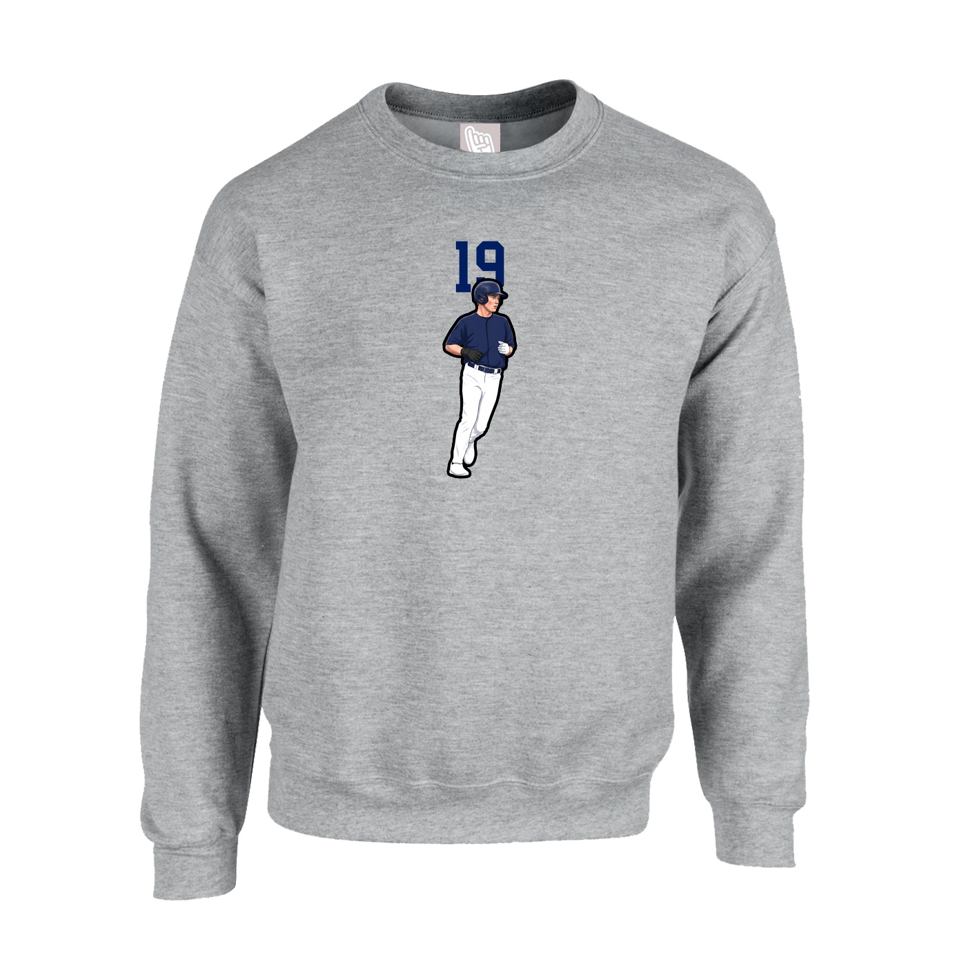 Fleece Crew — Number Top in Grey