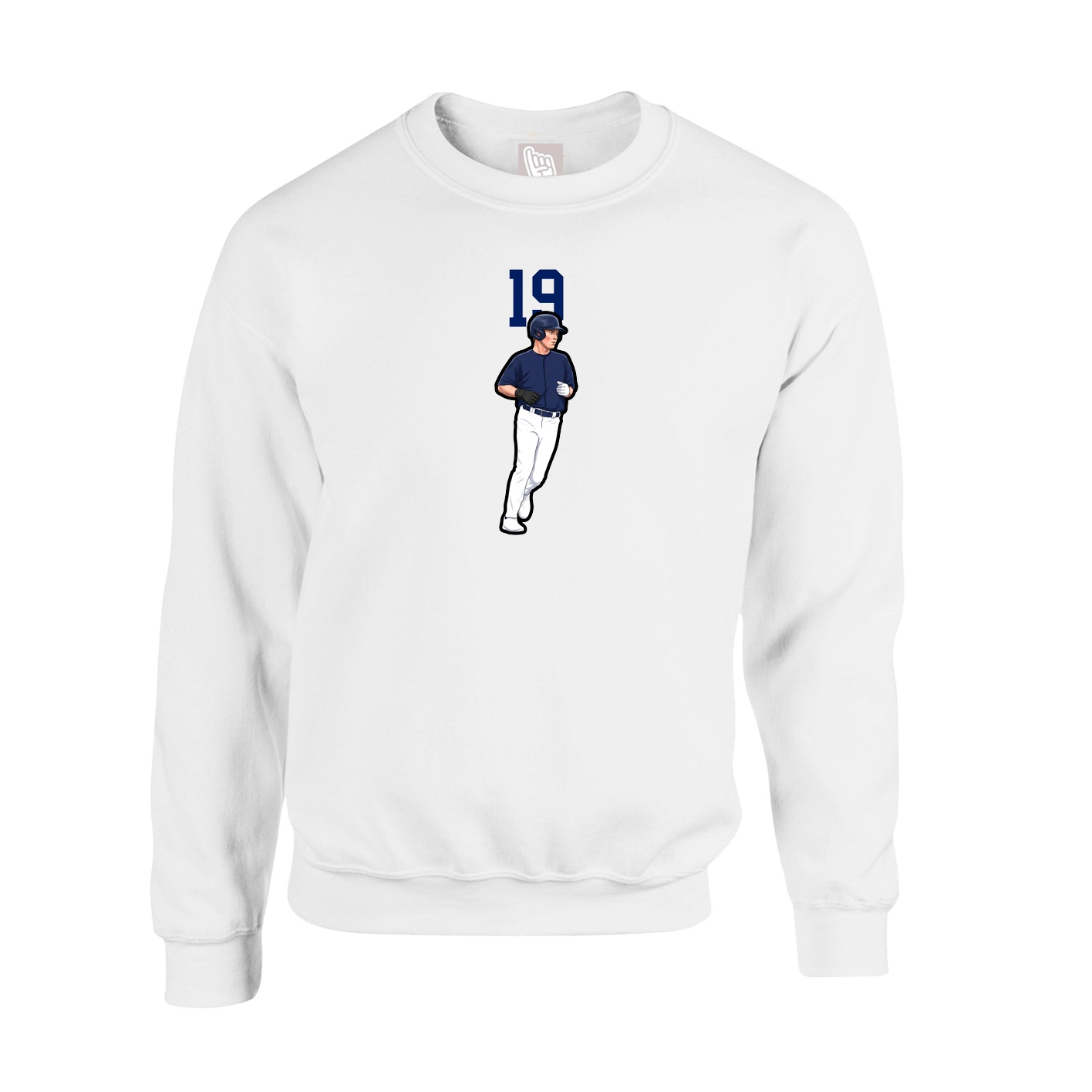 Fleece Crew — Number Top in White
