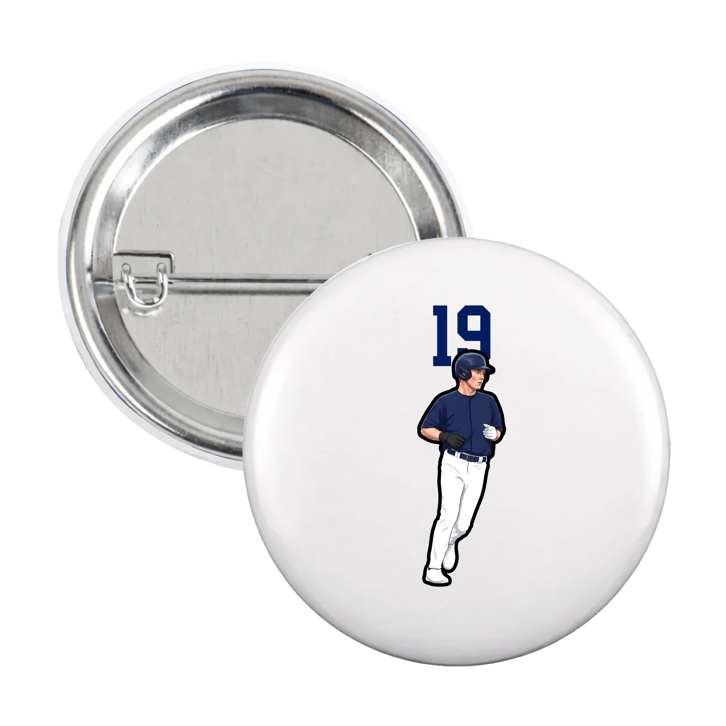 Game Day Button — Number Top in White