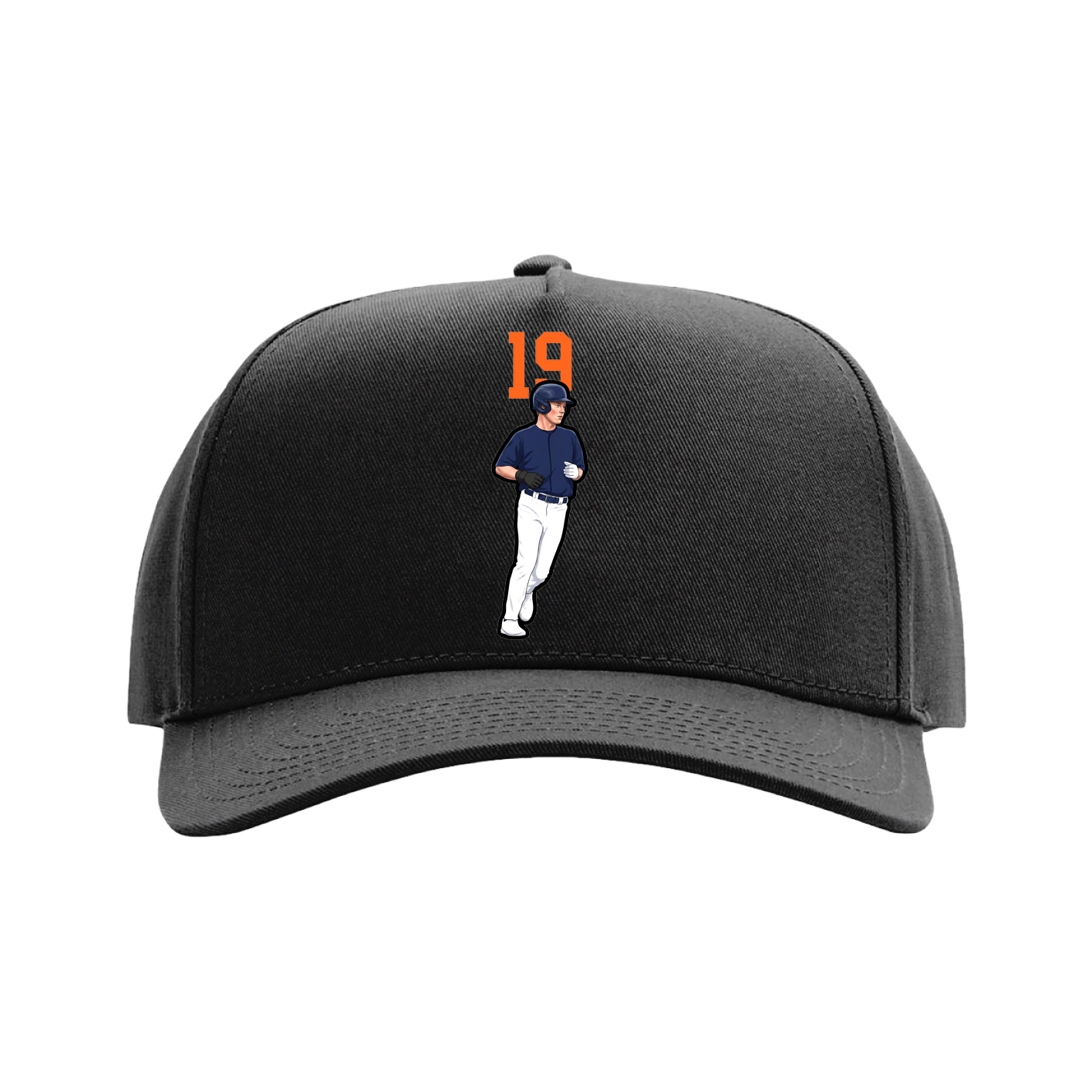 Full Fabric Five-Panel Champ Cap — Number Top in Black