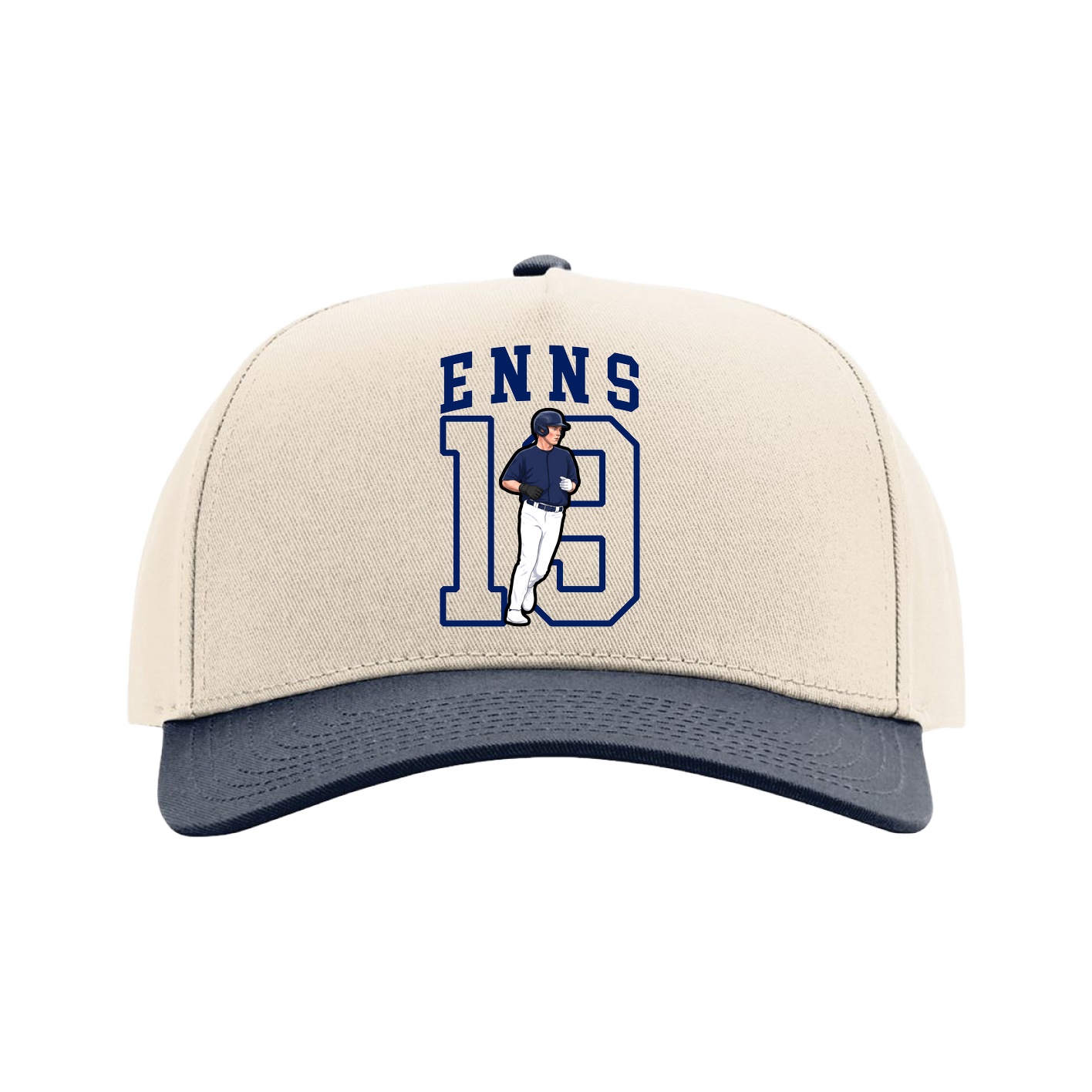 Full Fabric Five-Panel Champ Cap — Shirsey in Cream/Navy