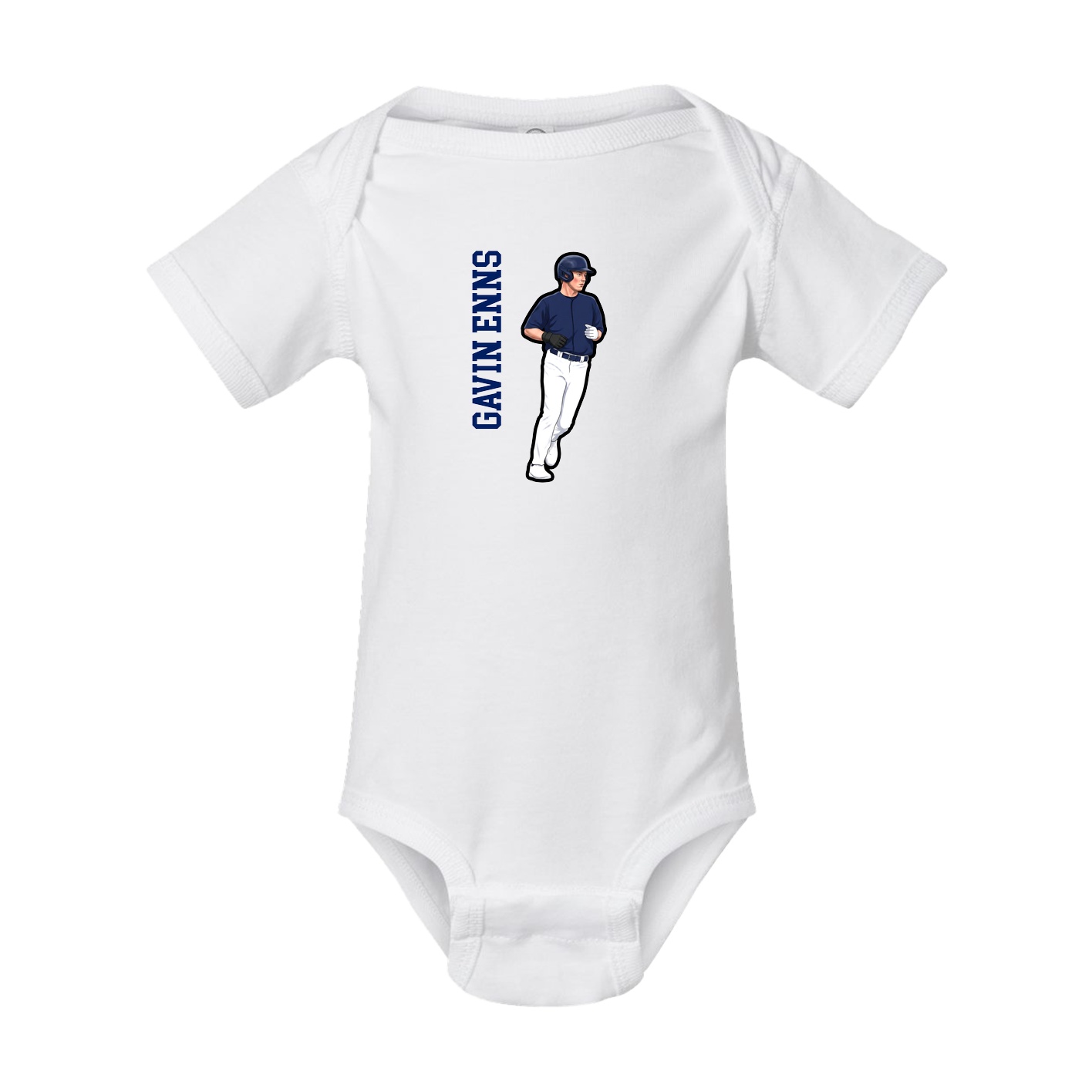 Baby Onesie — Name Vertical in White