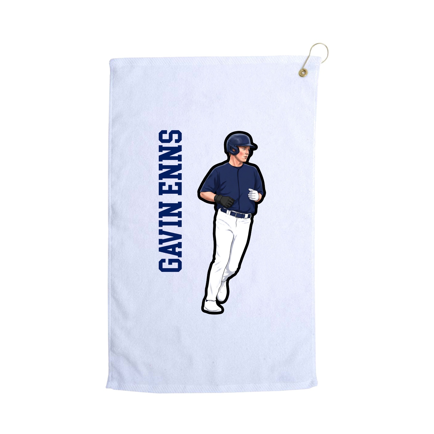 Golf Towel — Name Vertical in White