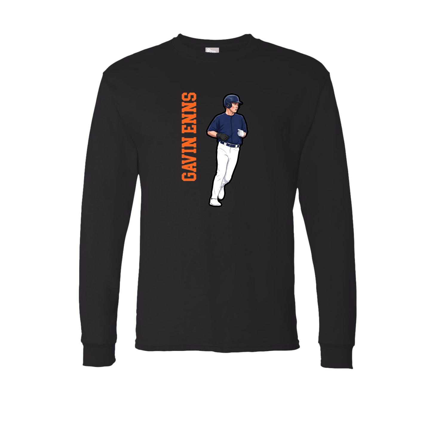 Long Sleeve Tee — Name Vertical in Black