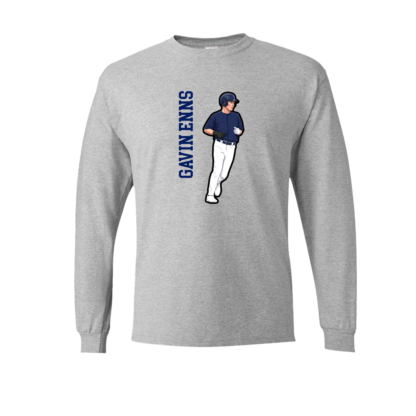 Long Sleeve Tee — Name Vertical in Grey