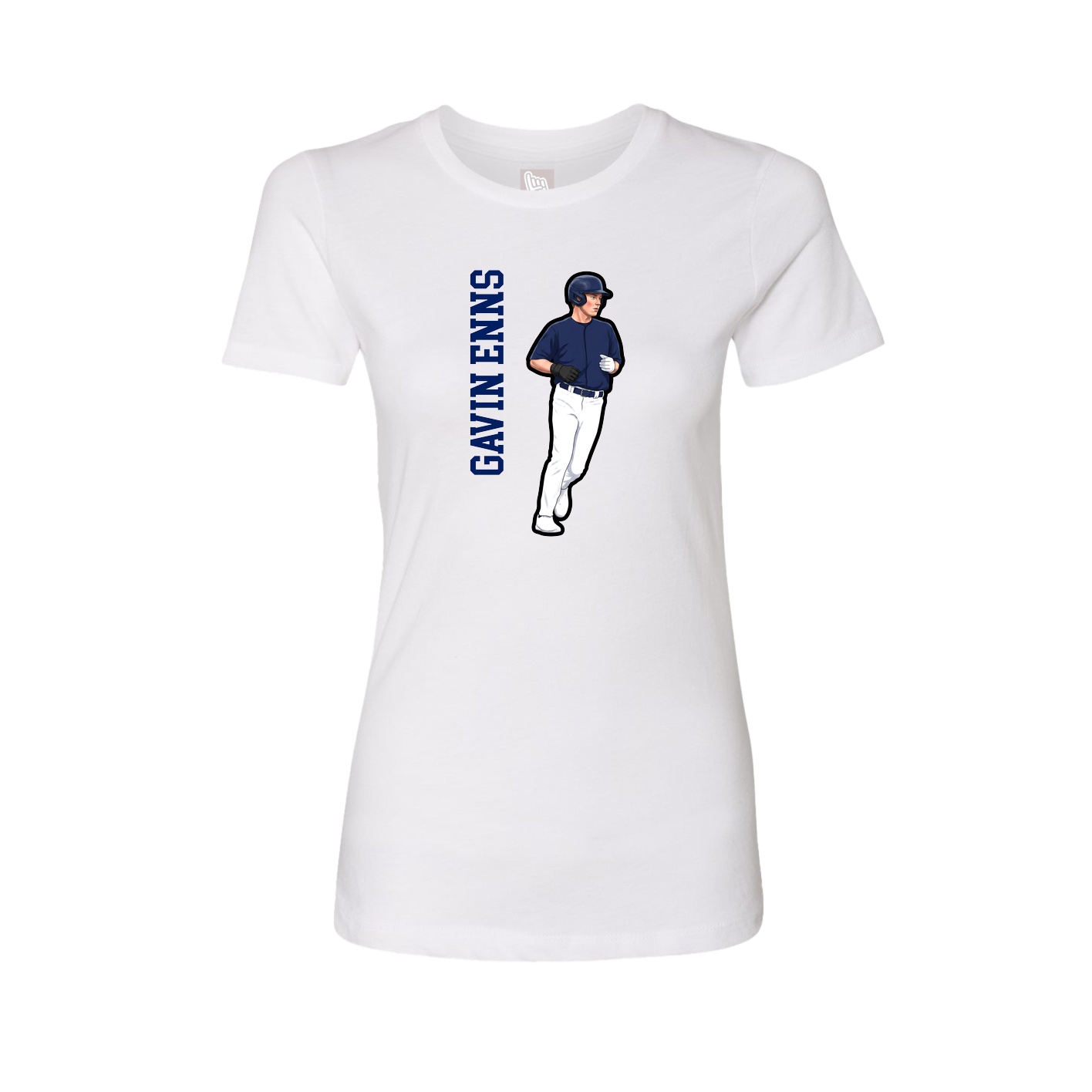 Womens Tee — Name Vertical in White