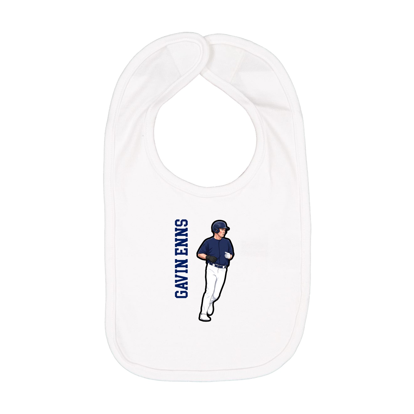 Infant Bib — Name Vertical in White