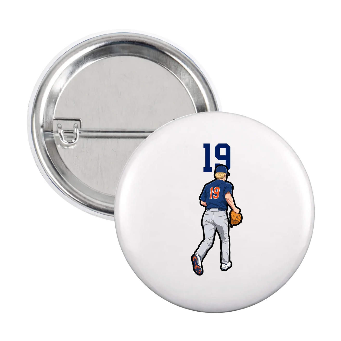 Game Day Button — Number Top in White