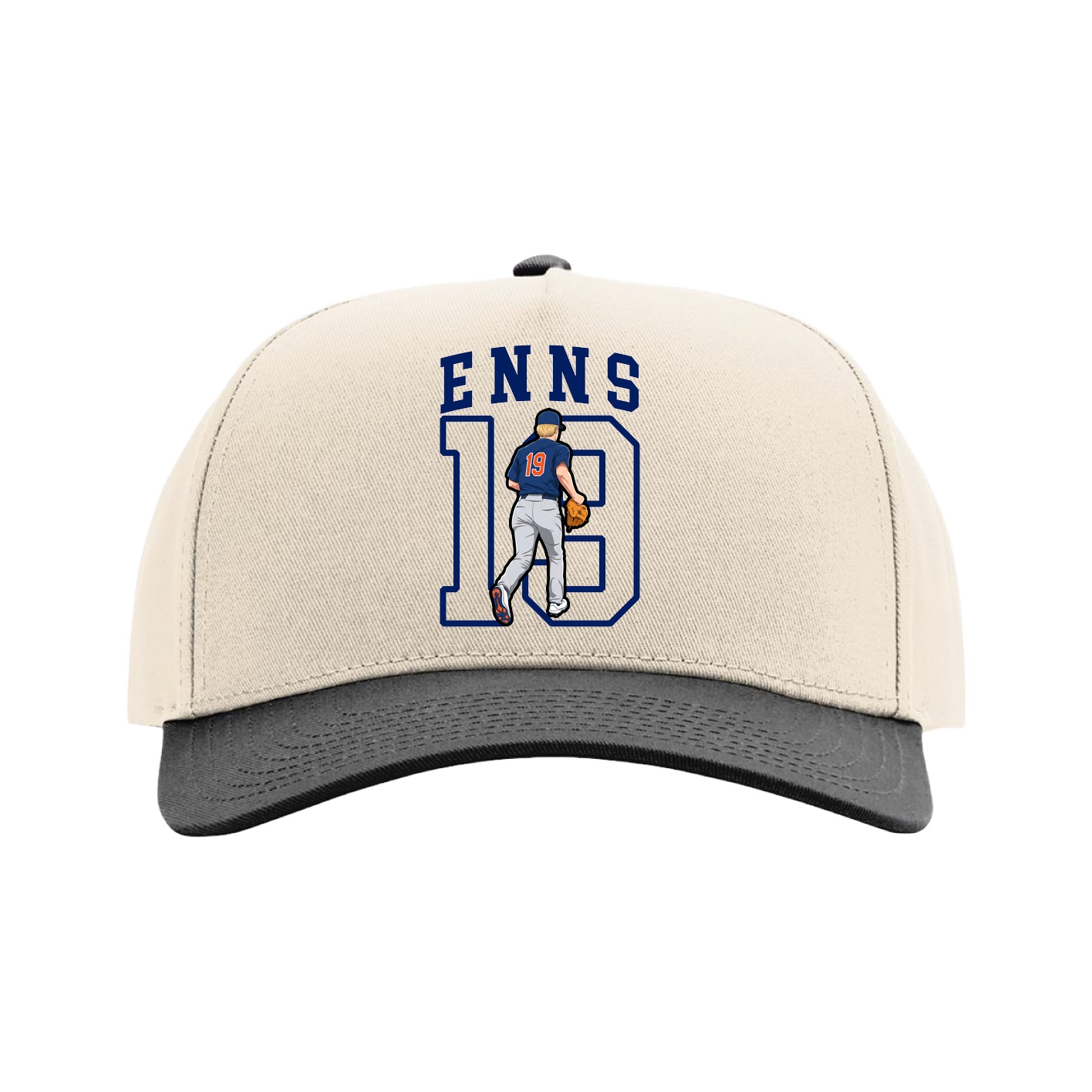 Full Fabric Five-Panel Champ Cap — Shirsey in Cream/Black