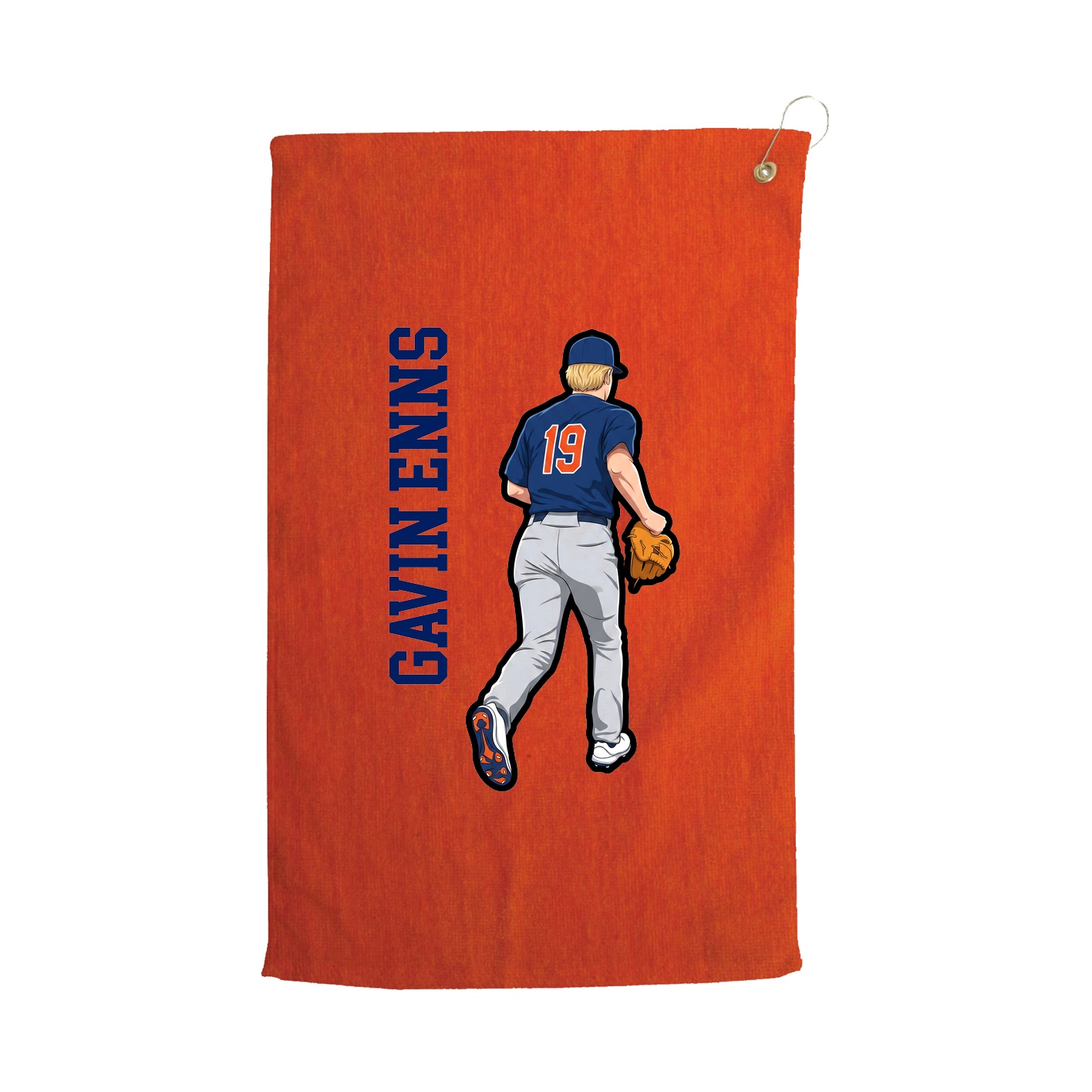 Golf Towel — Name Vertical in Orange