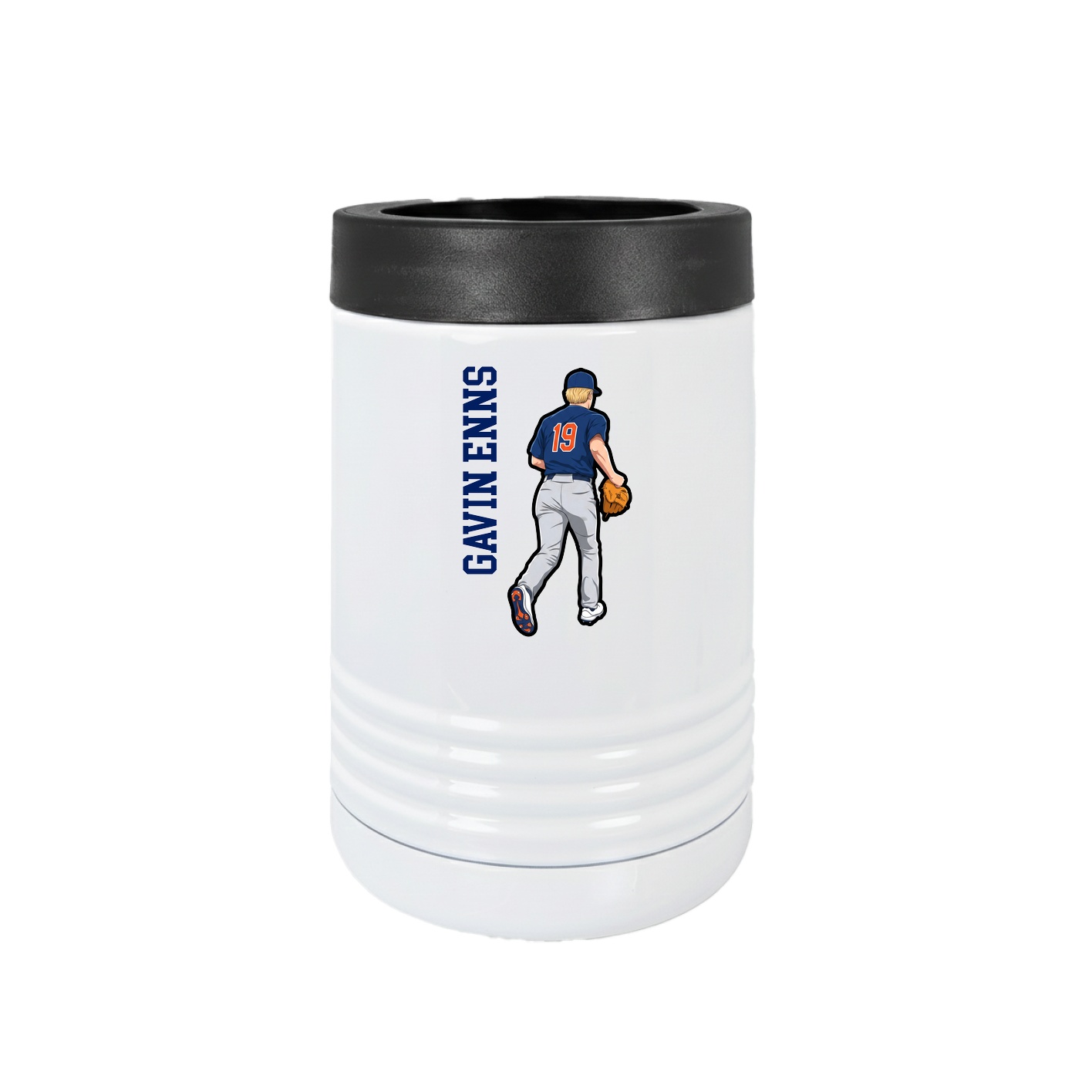 Beverage Holder — Name Vertical in White