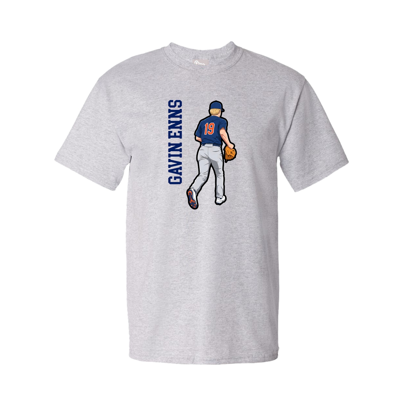 Tee — Name Vertical in Grey