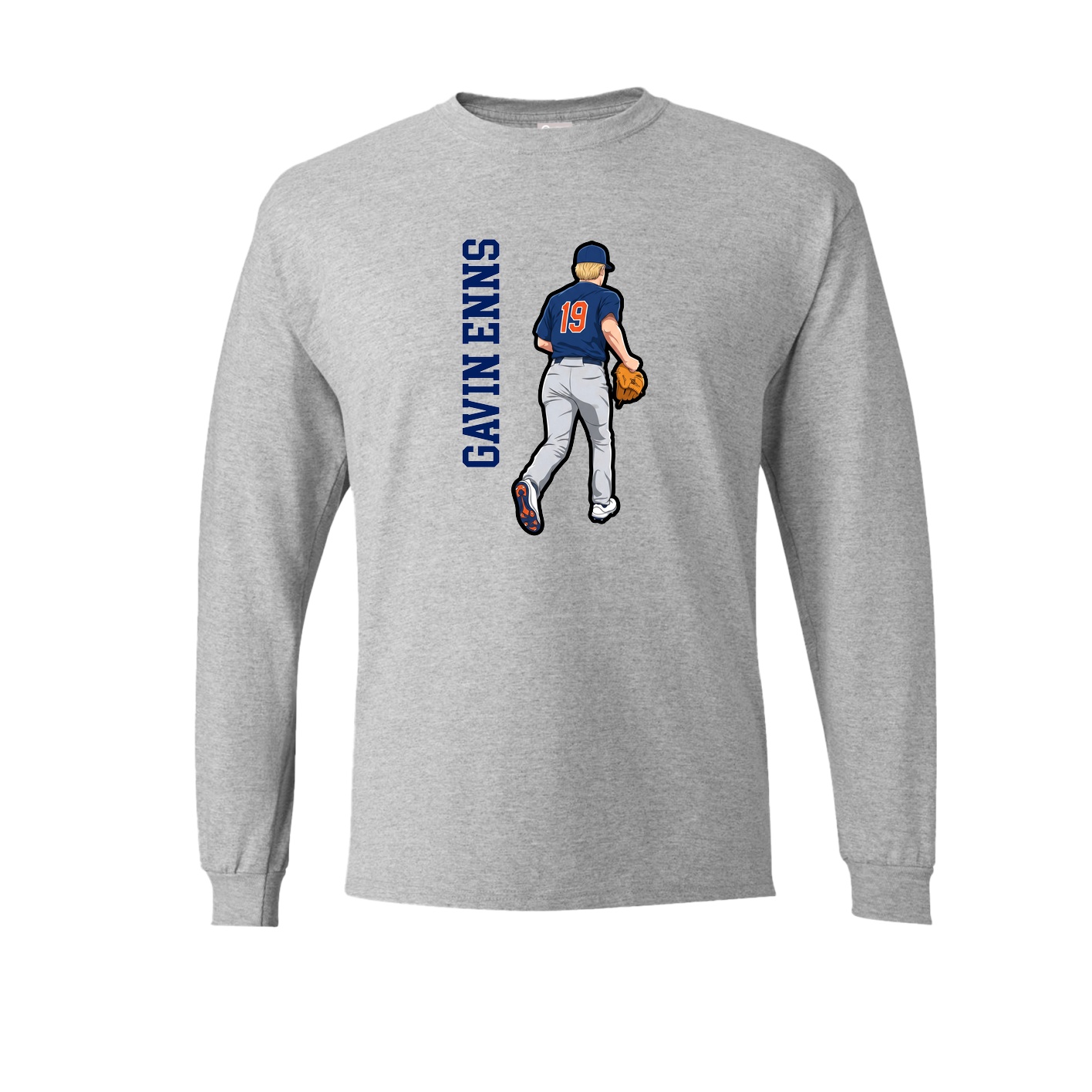 Long Sleeve Tee — Name Vertical in Grey