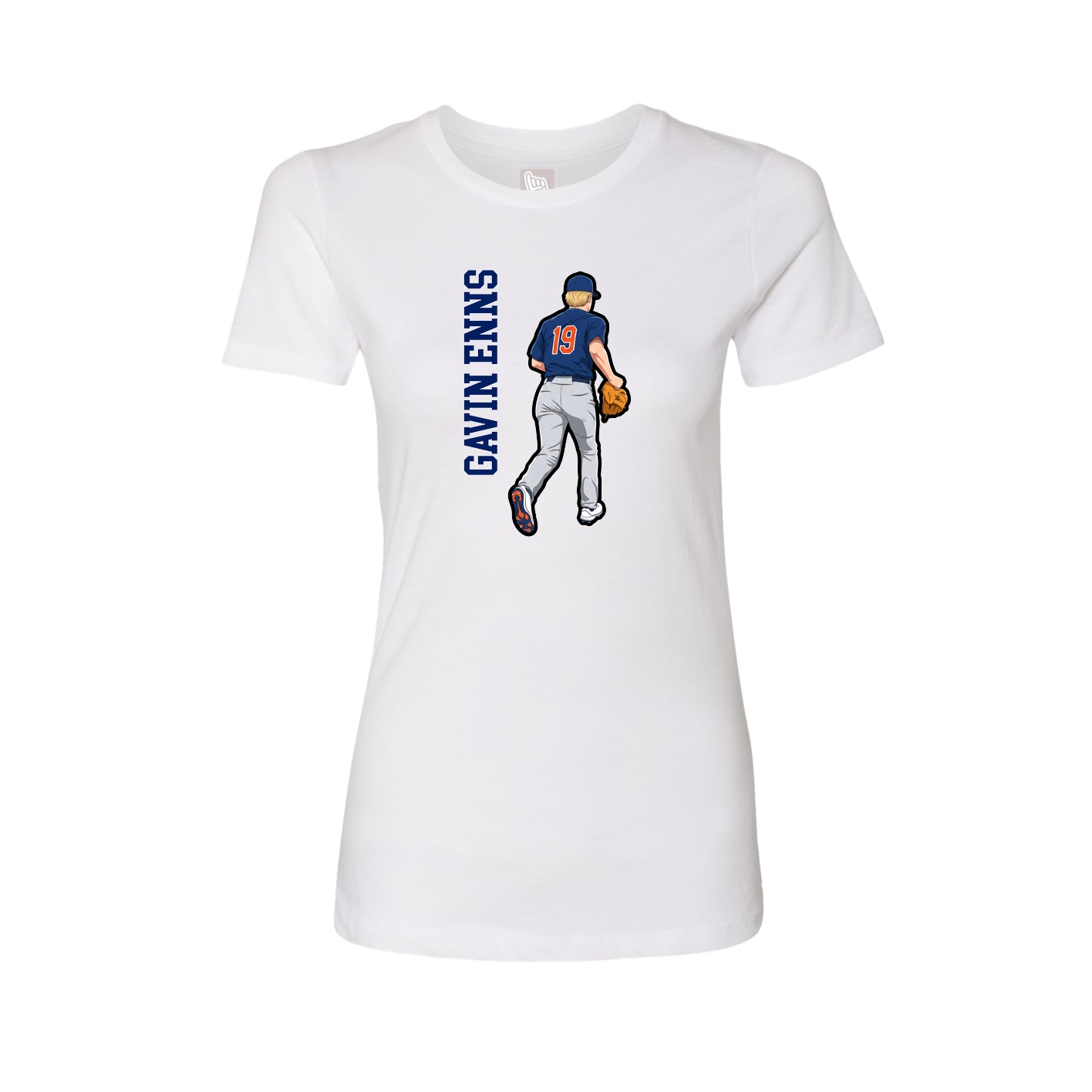 Womens Tee — Name Vertical in White