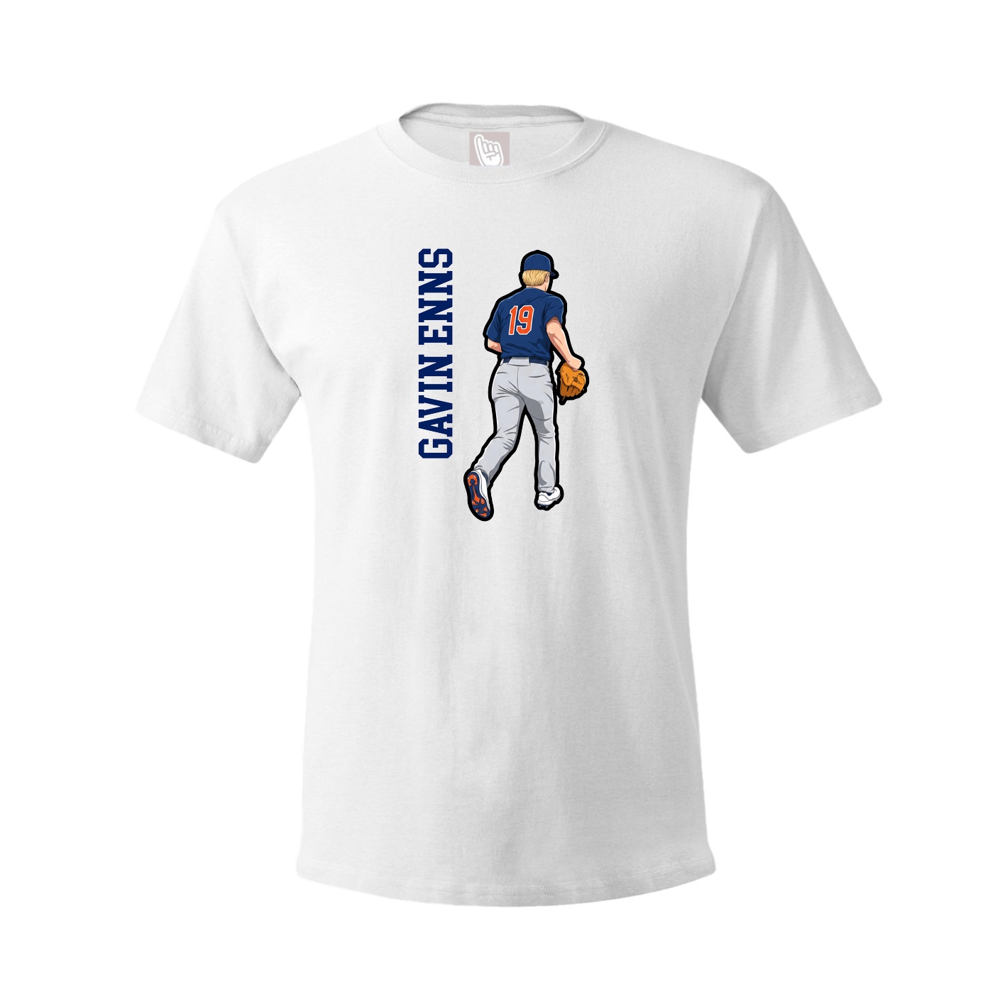 Youth Tee — Name Vertical in White