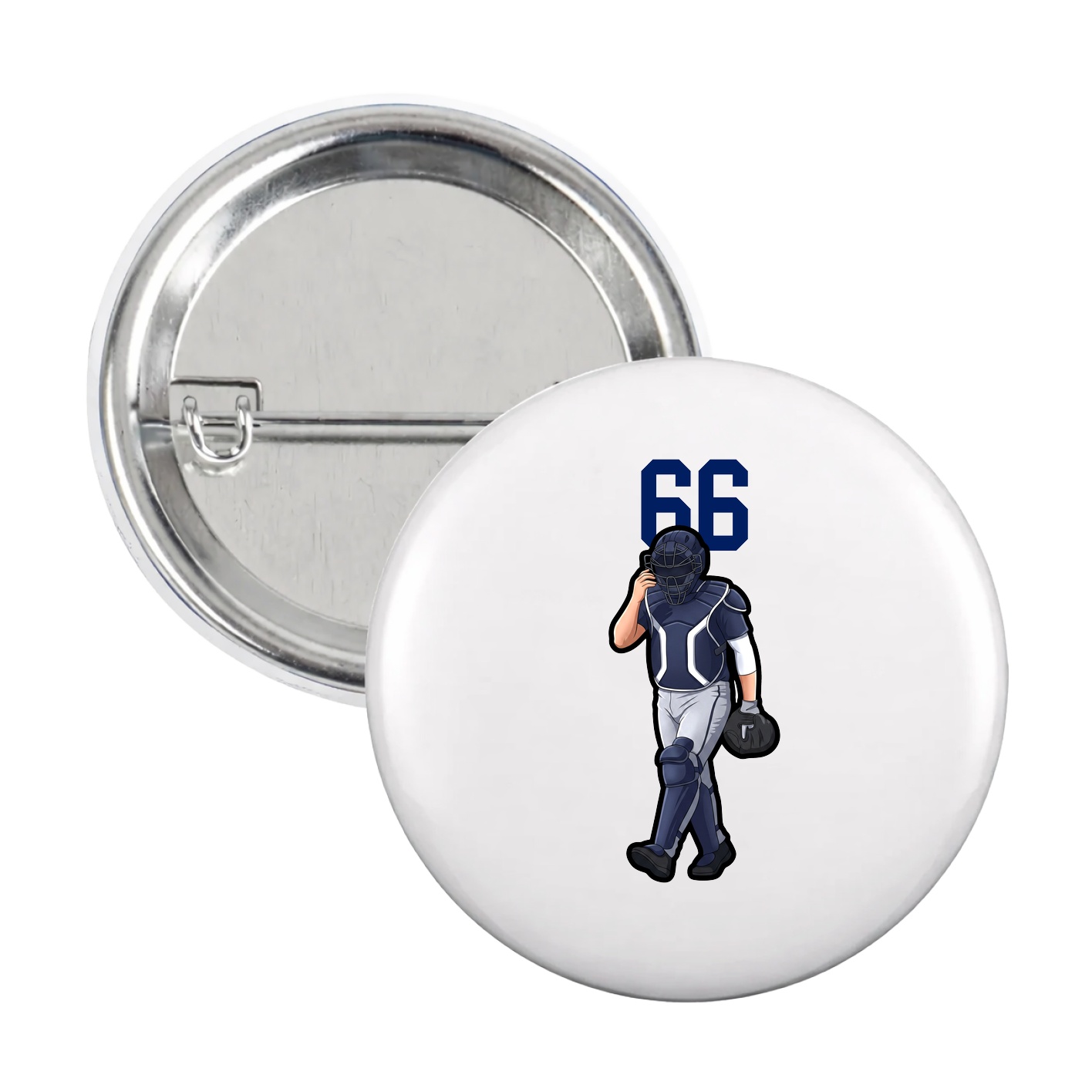 Game Day Button — Number Top in White