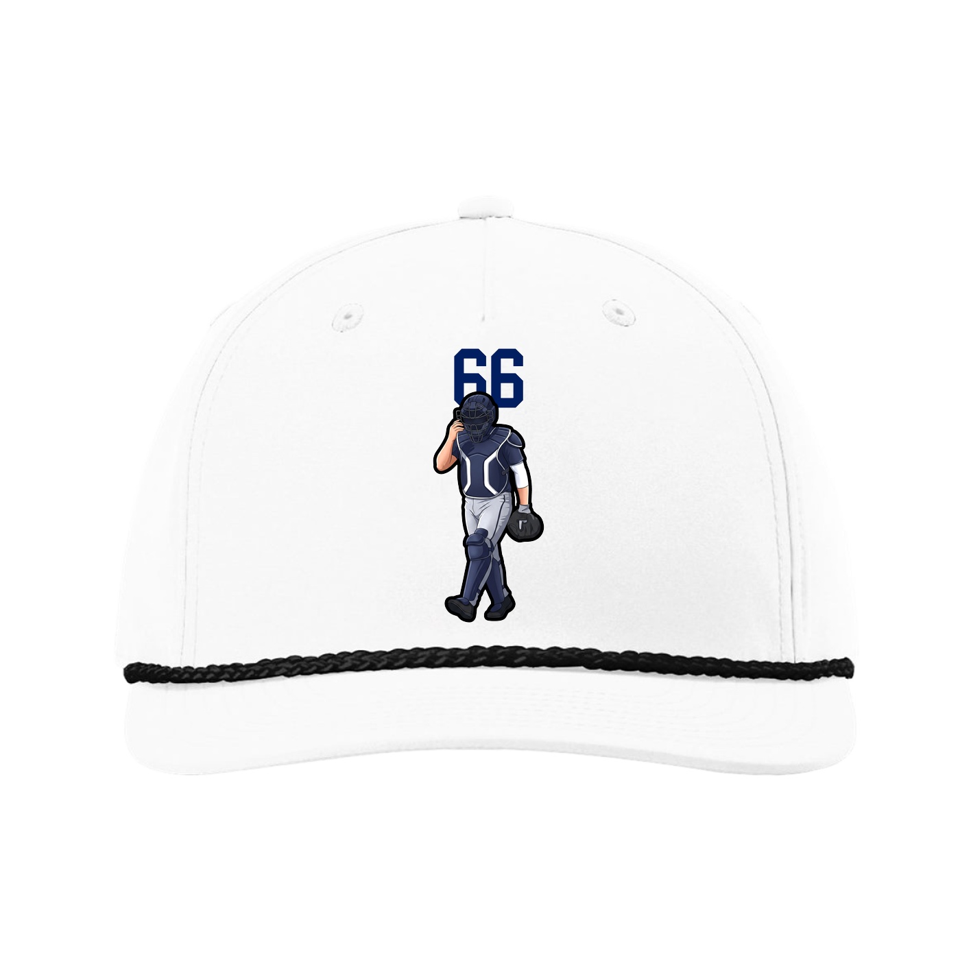 Five-Panel Classic Rope Cap — Number Top in White