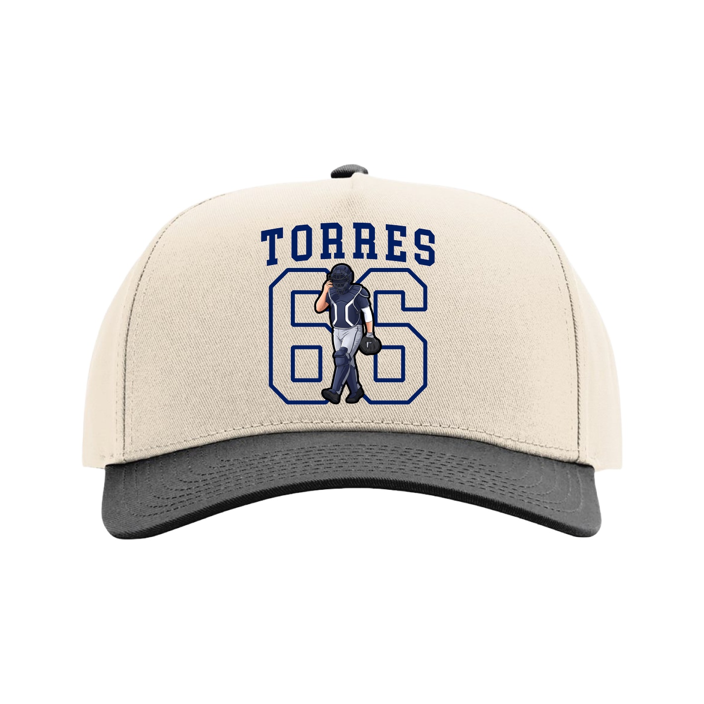 Full Fabric Five-Panel Champ Cap — Shirsey in Cream/Black