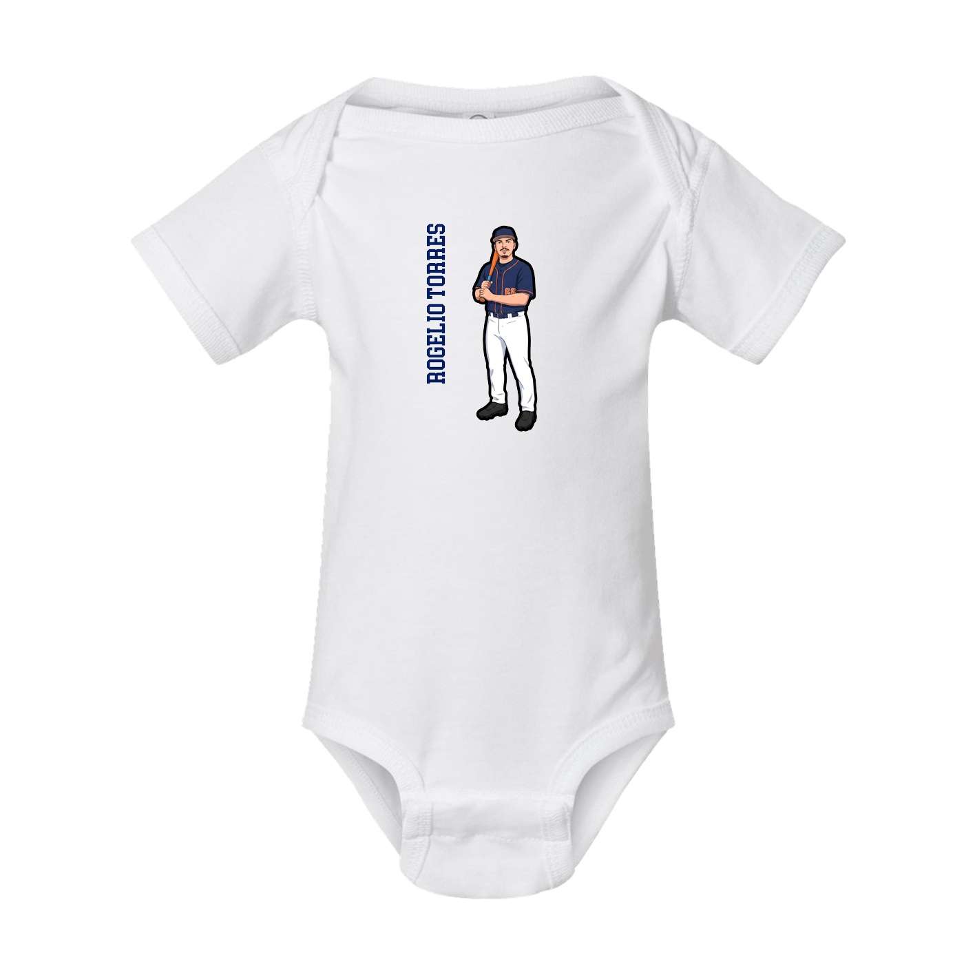 Baby Onesie — Name Vertical in White