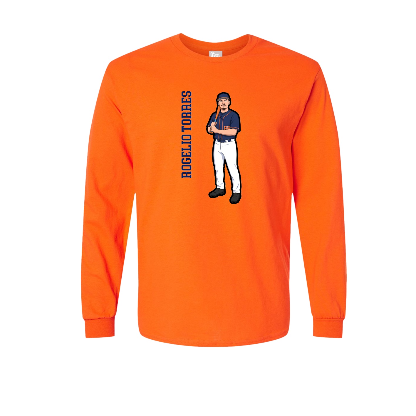 Long Sleeve Tee — Name Vertical in Orange