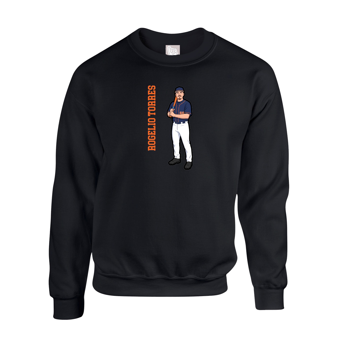 Fleece Crew — Name Vertical in Black