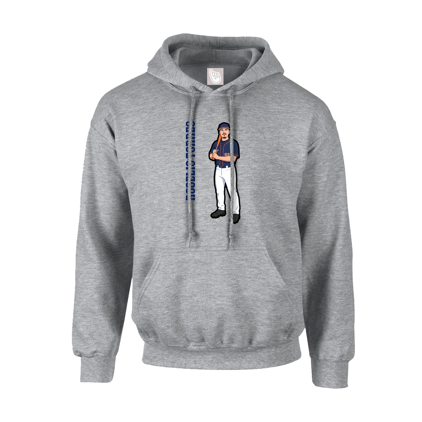 Youth Hoodie — Name Vertical in Grey