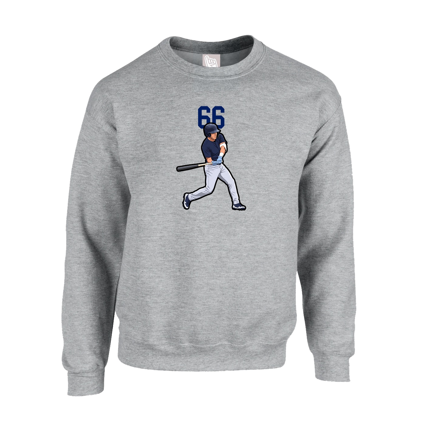 Fleece Crew — Number Top in Grey