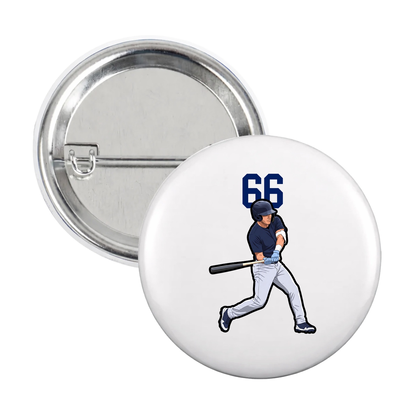 Game Day Button — Number Top in White