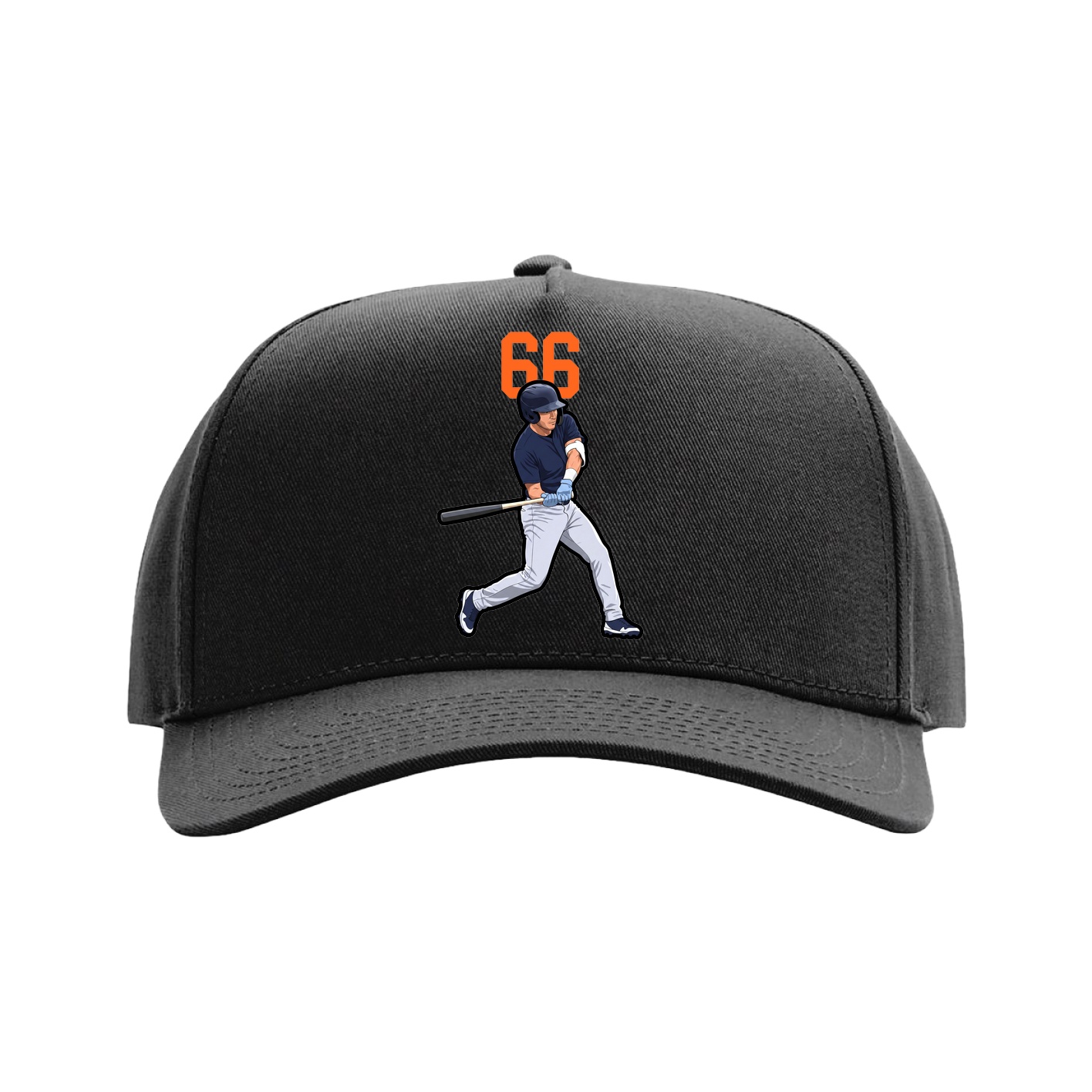 Full Fabric Five-Panel Champ Cap — Number Top in Black