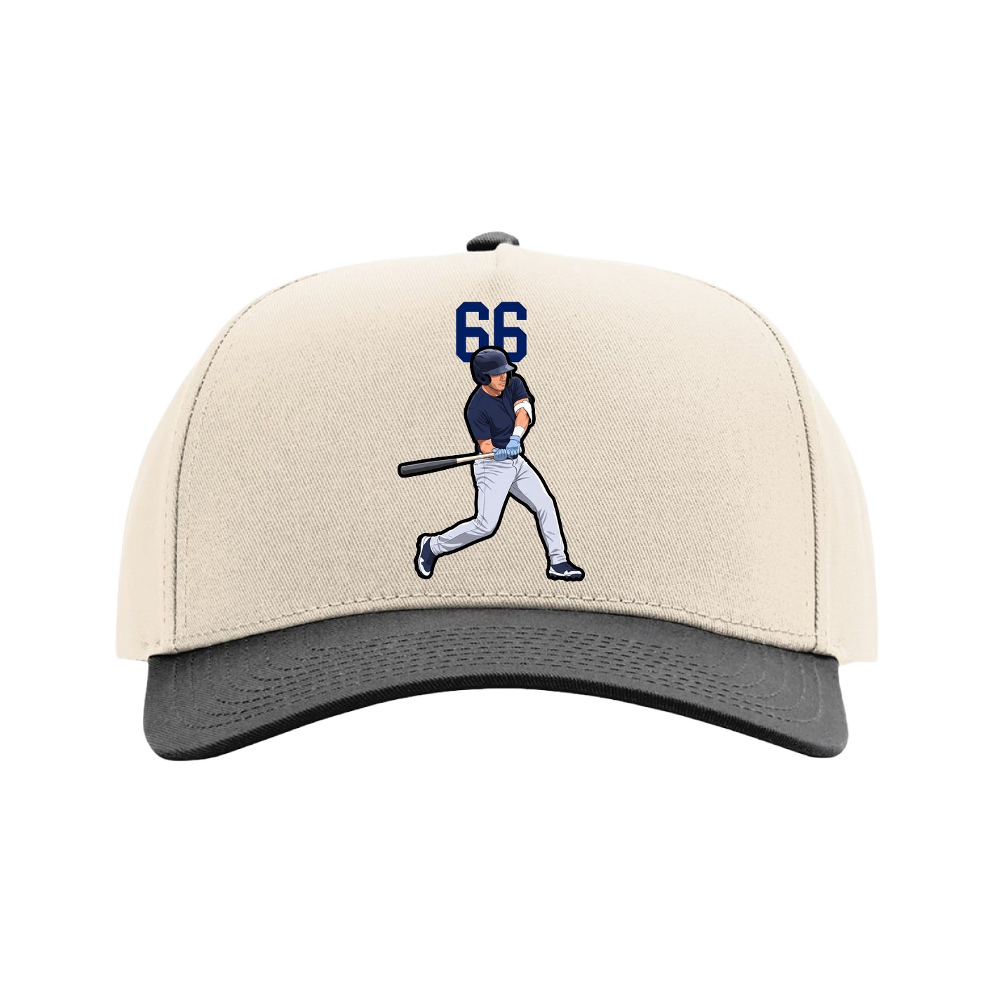 Full Fabric Five-Panel Champ Cap — Number Top in Cream/Black