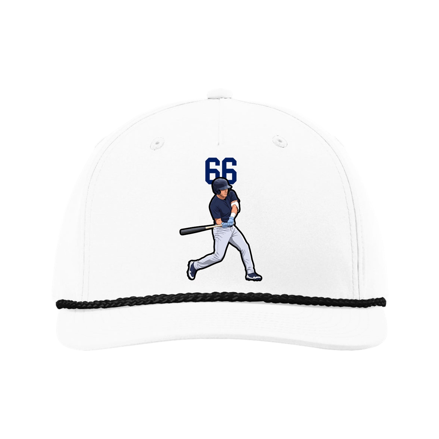 Five-Panel Classic Rope Cap — Number Top in White