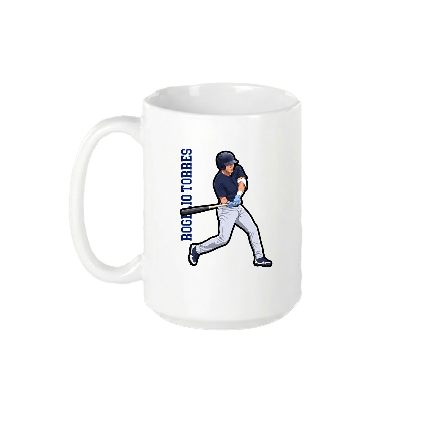 15oz Coffee Mug — Name Vertical in White