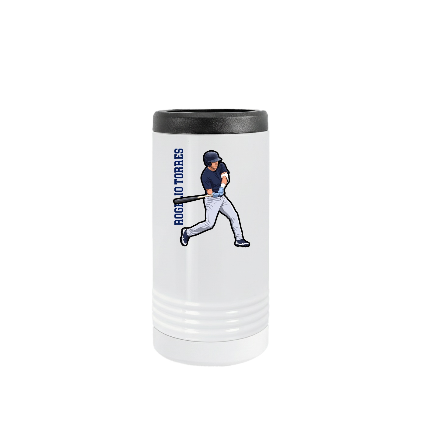 Slim Beverage Holder — Name Vertical in White