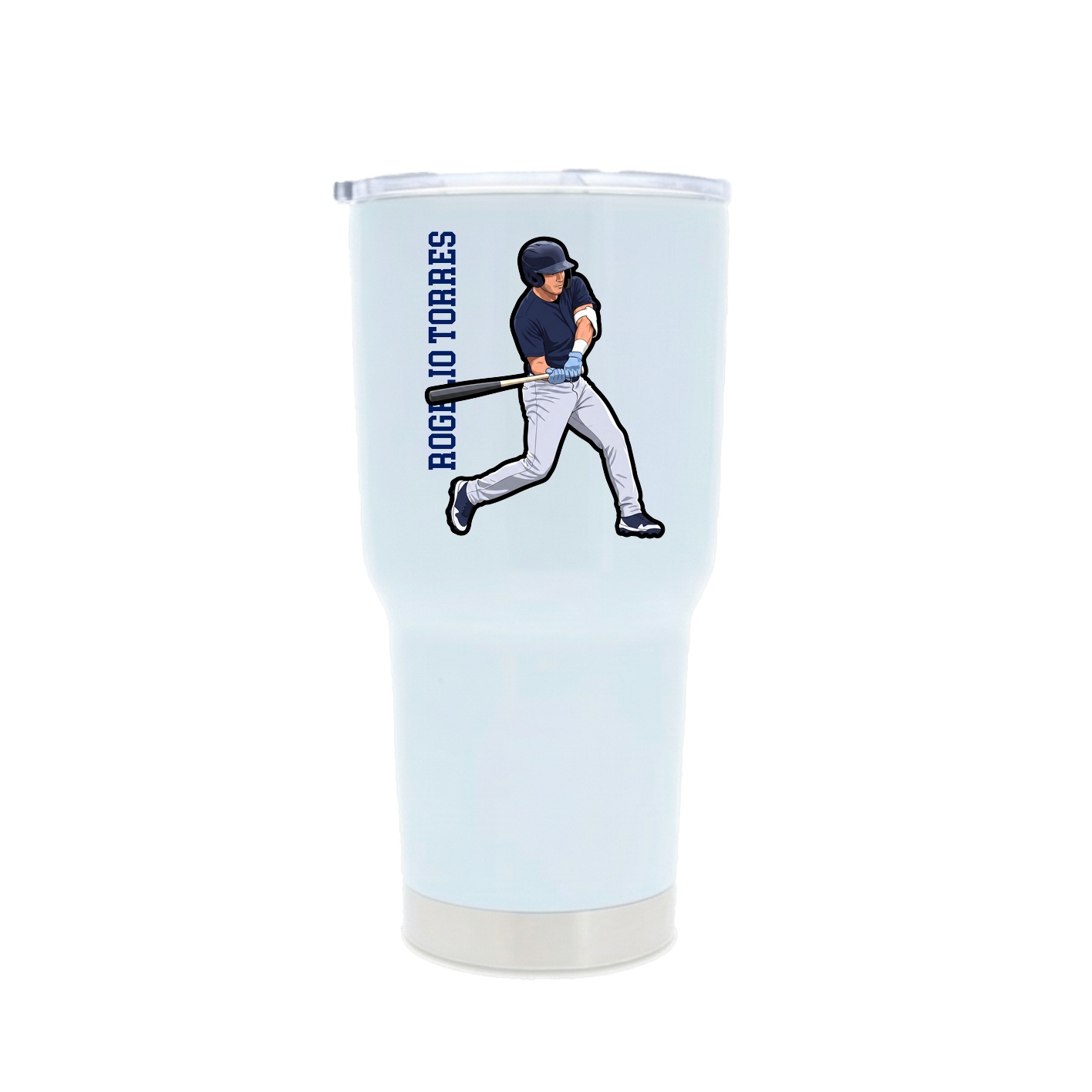 30oz Stainless Steel Tumbler — Name Vertical in White