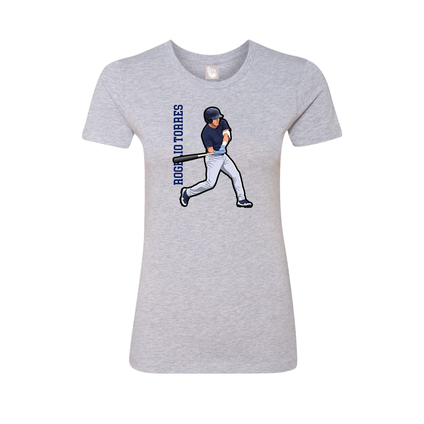 Womens Tee — Name Vertical in Grey