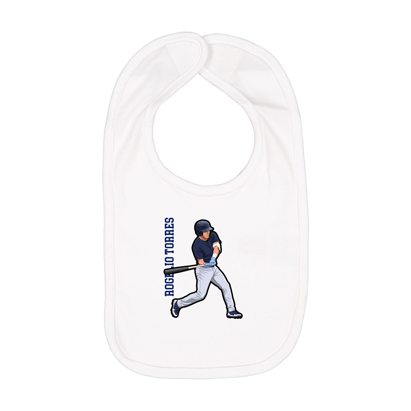 Infant Bib — Name Vertical in White