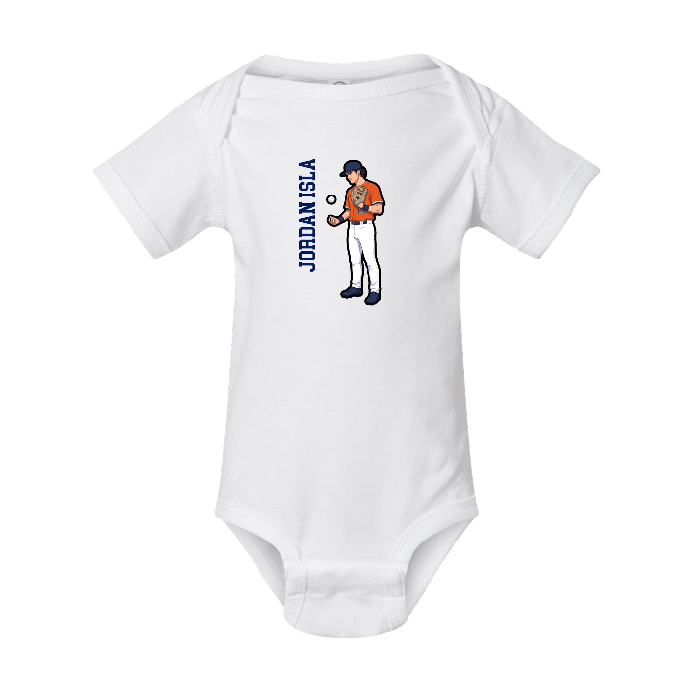 Baby Onesie — Name Vertical in White