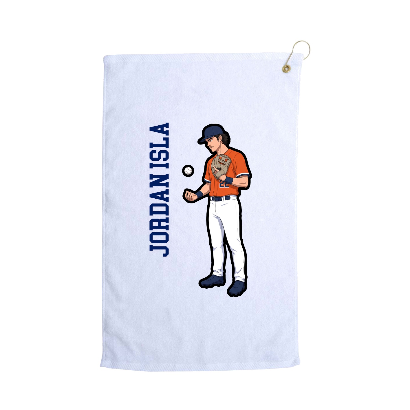Golf Towel — Name Vertical in White