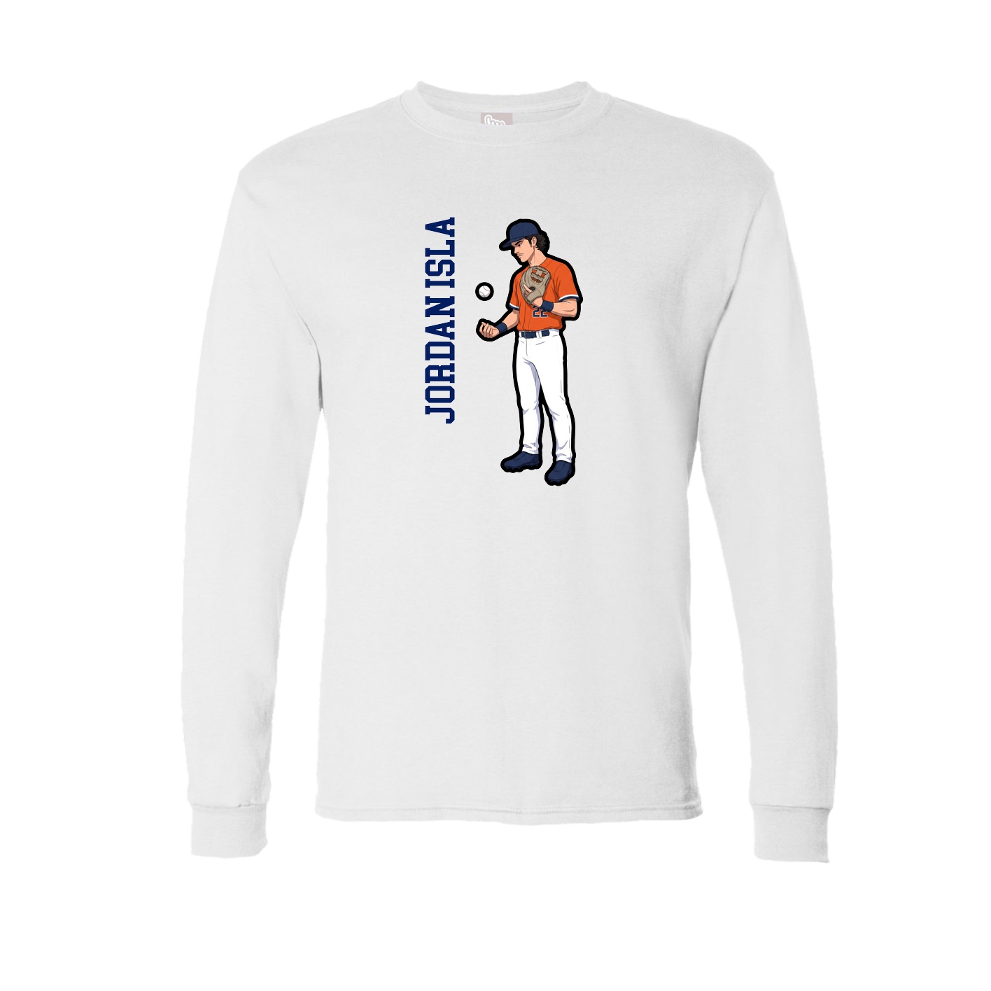 Long Sleeve Tee — Name Vertical in White