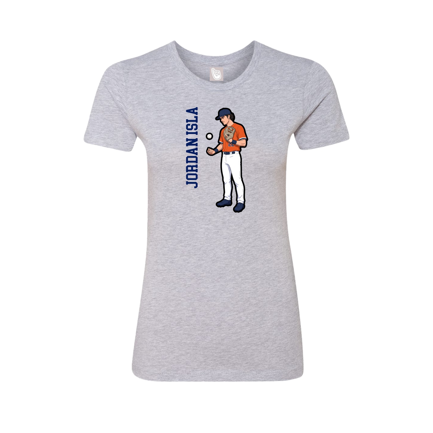 Womens Tee — Name Vertical in Grey