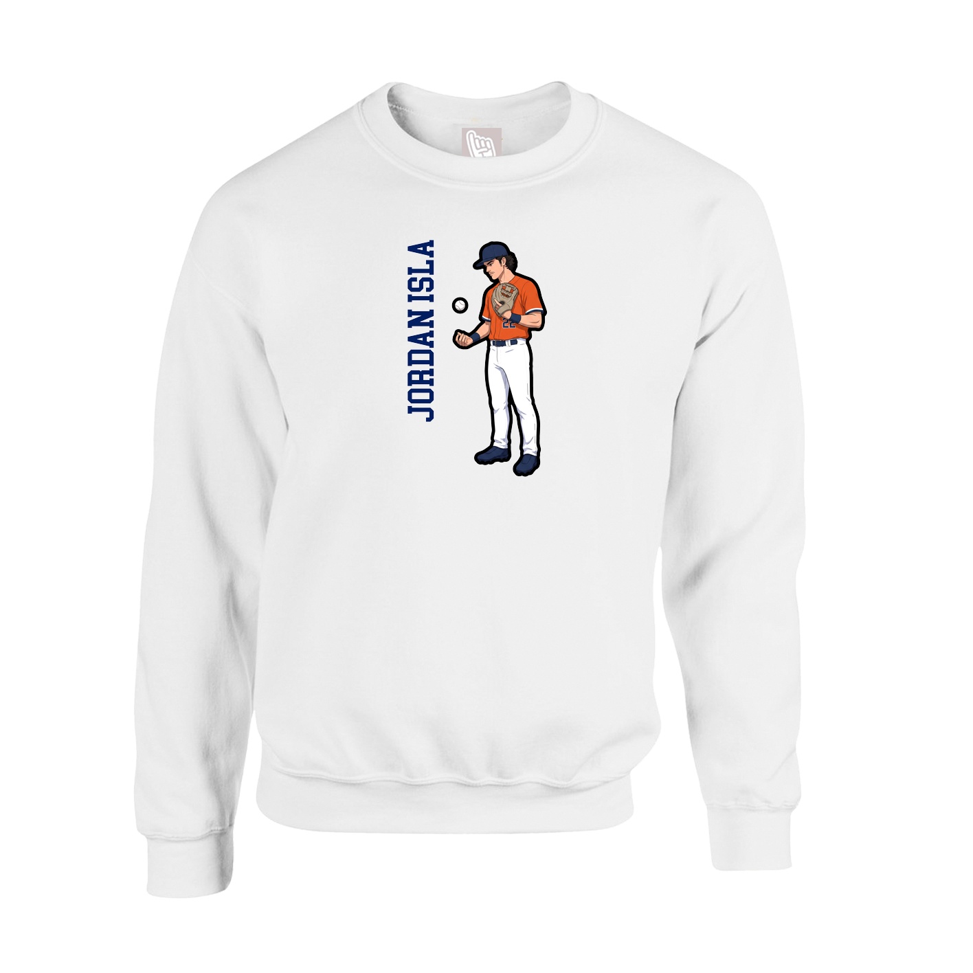 Fleece Crew — Name Vertical in White