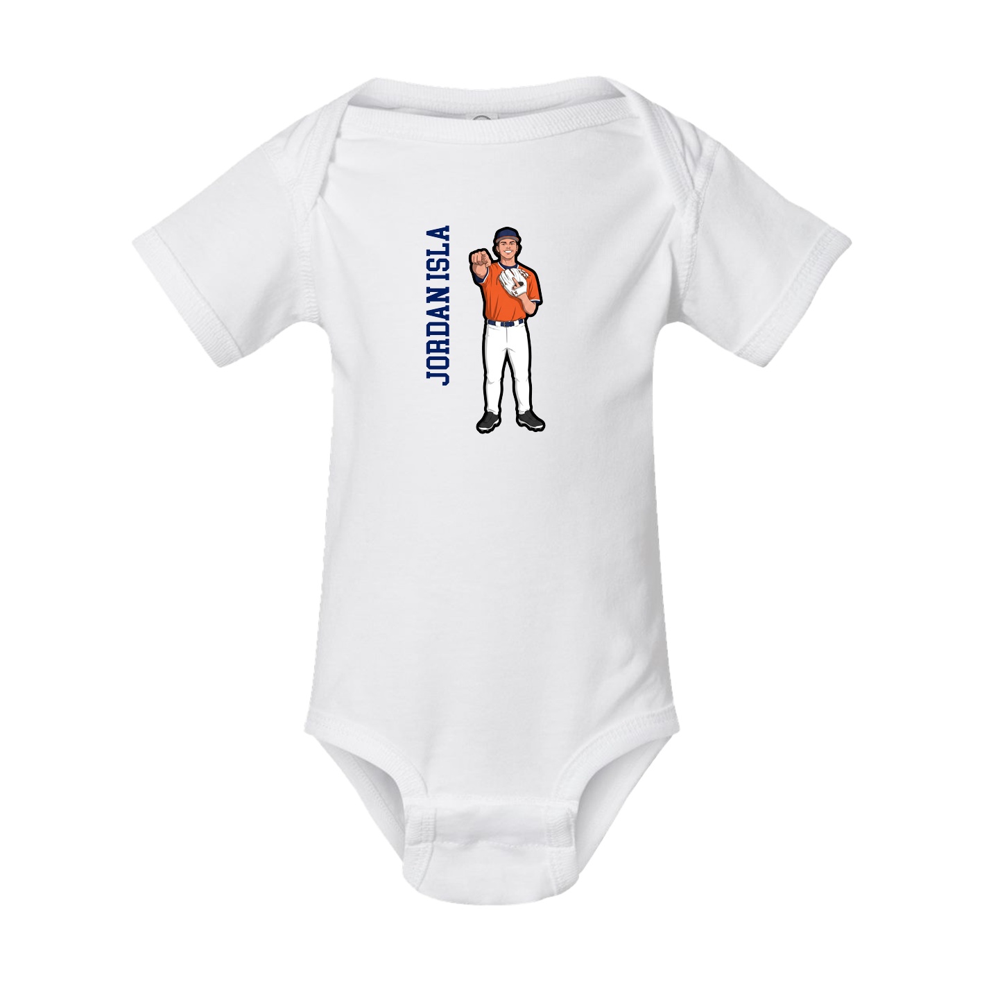 Baby Onesie — Name Vertical in White