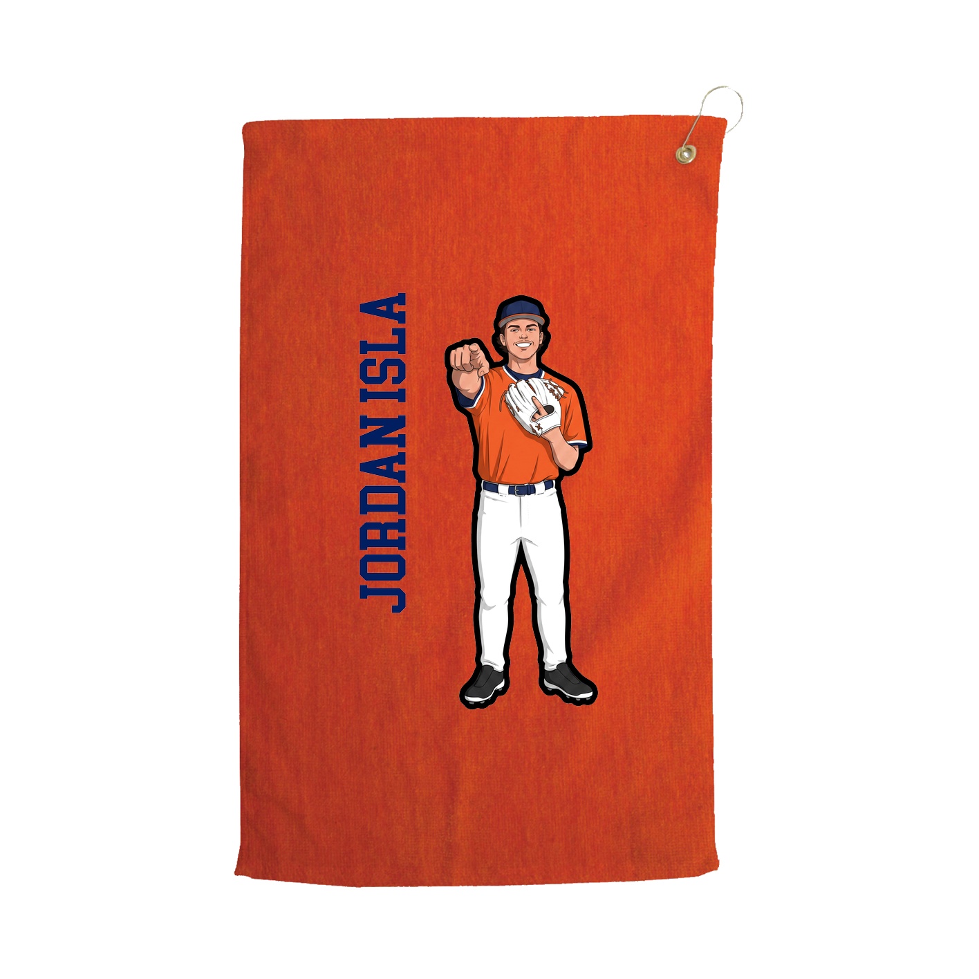 Golf Towel — Name Vertical in Orange