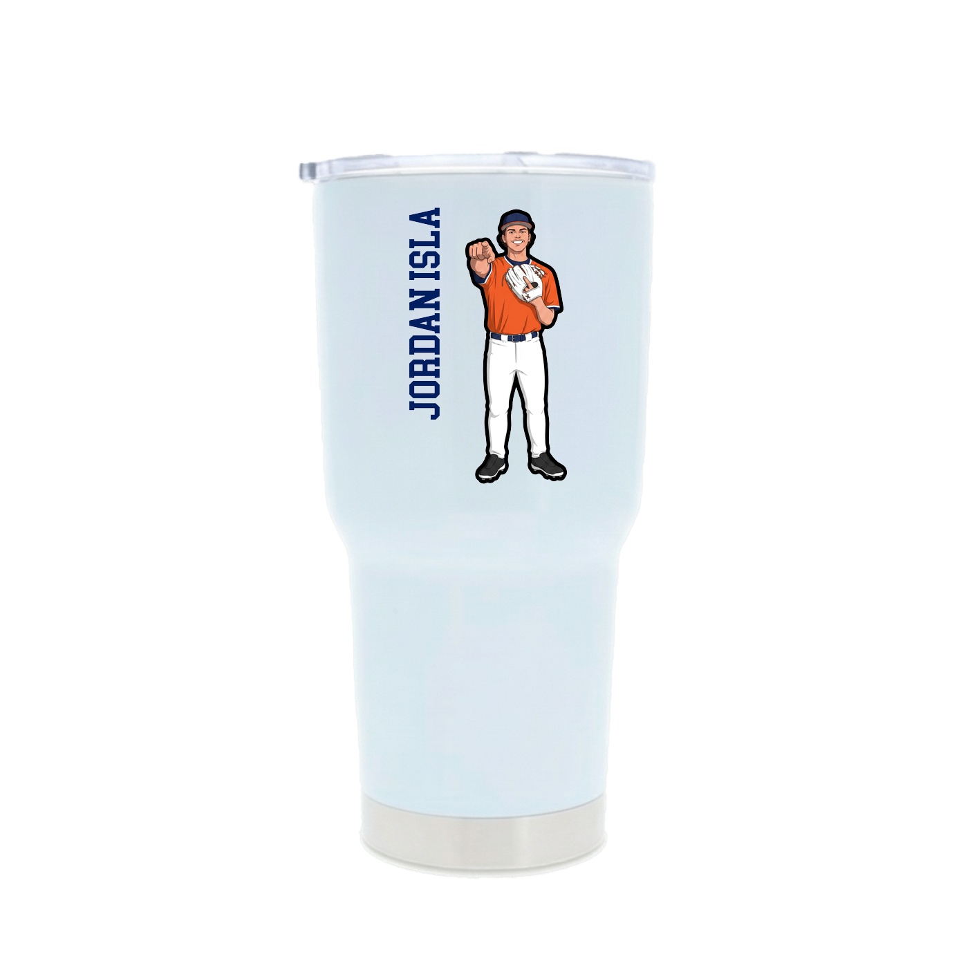30oz Stainless Steel Tumbler — Name Vertical in White