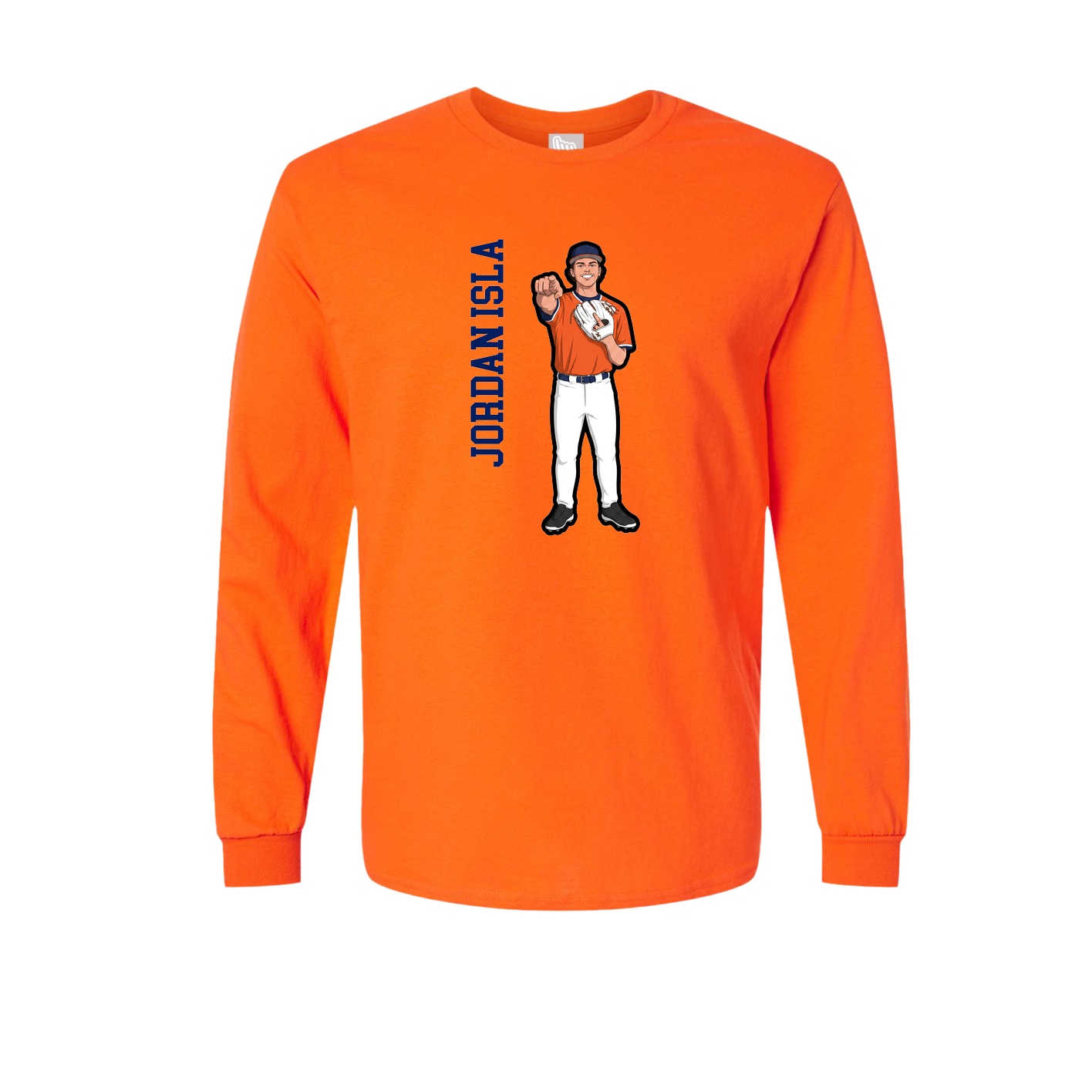 Long Sleeve Tee — Name Vertical in Orange