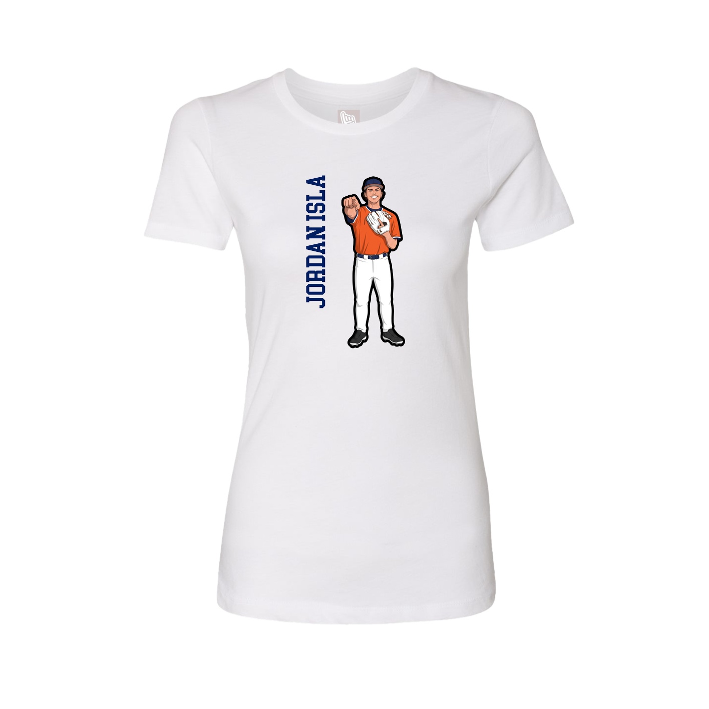 Womens Tee — Name Vertical in White